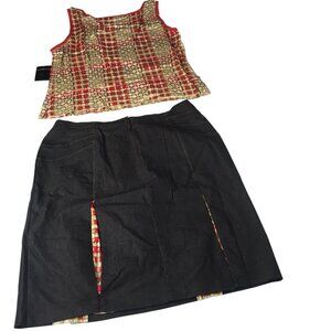 Goodclothes Skirt Tank Top Set Womens 14 Career Denim Comfort Stretch 2 Piece